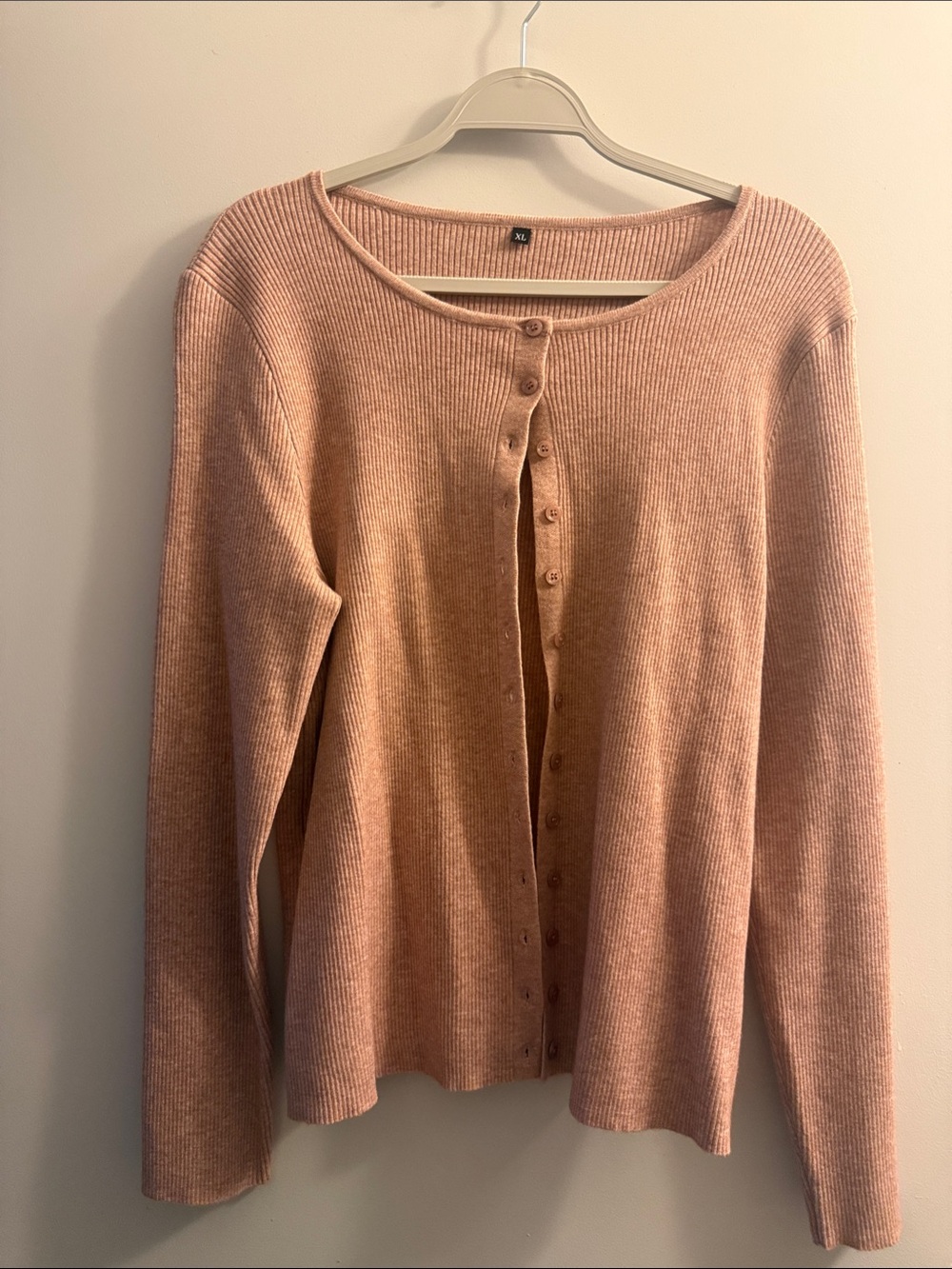 Ribbed Button-Front Cardigan Sweater - Pink